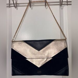 Vince Camuto Dafni Leather Envelope Shoulder Bag Black Gold